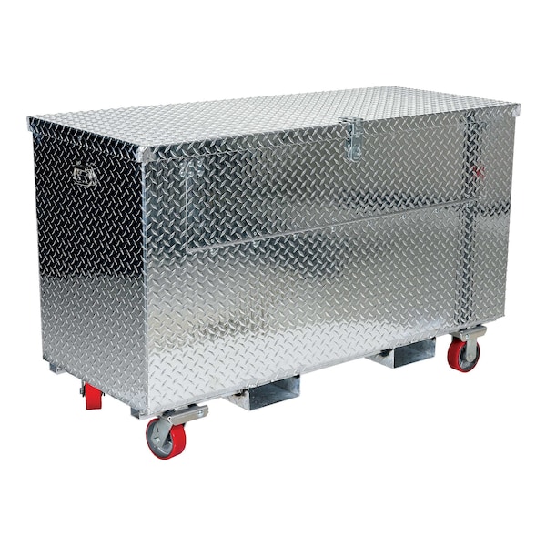 Portable Tool Box, Aluminum, 61" W x 26" D x 33" H, Added Fork Pockets, Fold Down Front & Casters